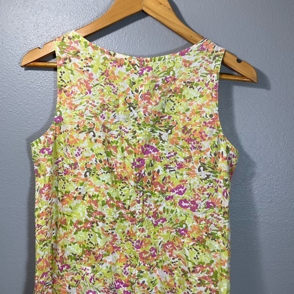 J. Jill Love Linen Pink Green Artsy Abstract Printed Shift Dress Sz XS D65 - Picture 9 of 11